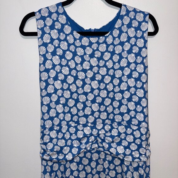 Hobbs London Blue & White Shell Print Sleeveless Dress Womens Size 14 - Picture 2 of 8